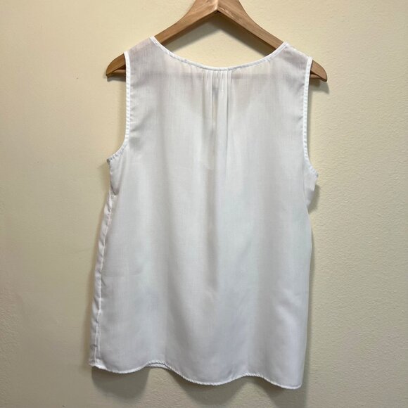 GAP White Crochet Sleeveless Keyhole Tunic Tank Top Size Large - Picture 9 of 9